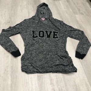 Love Ruched Sides Black and Gray Sweater